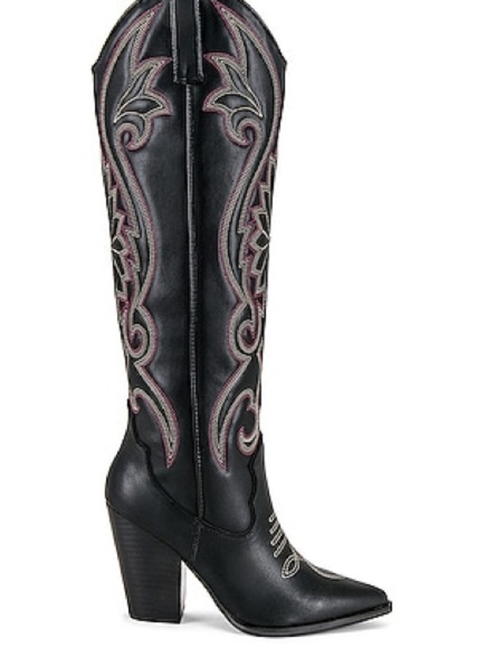 Steve Madden | Women's Lasso Black Multi Embroidered Western Knee-High Boots